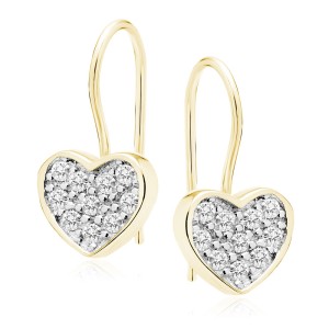 Cercei argint placati cu aur galben inima cu pietre si tortita DiAmanti Z0823JGR_W-DIA (Argint 925‰ 1,3 g.)